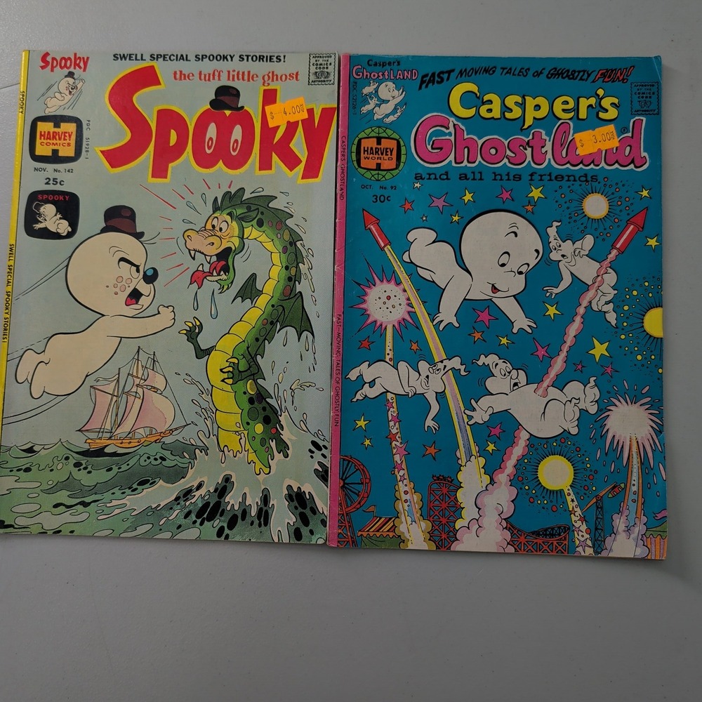 Harvey Comics Lot Spooky No 142 & Casper's Ghostland No 92 Vintage 1970s Comics